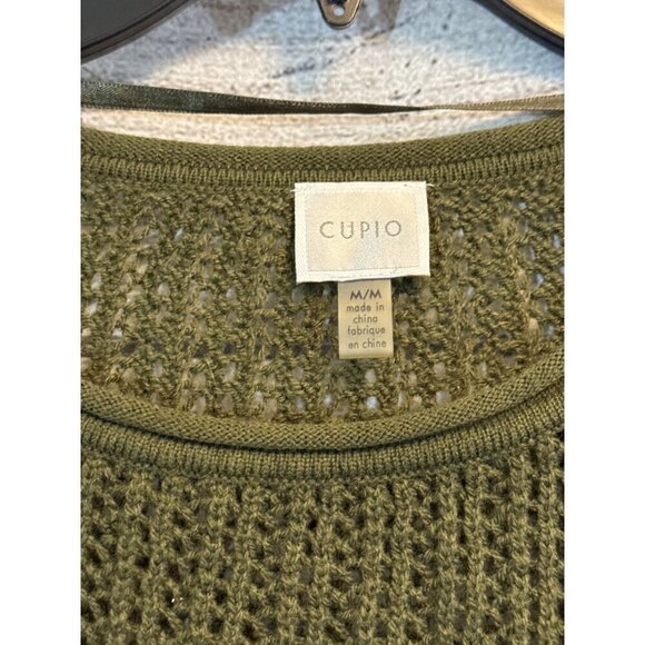 Cupio Crochet-Style Olive Green Sweater Size M - Picture 2 of 3